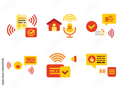 Smart Home Devices and Automation Icons Representing Connectivity and Control Systems