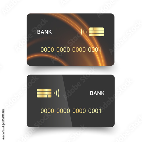 Set of credit cards isolated on white background Credit and debit card