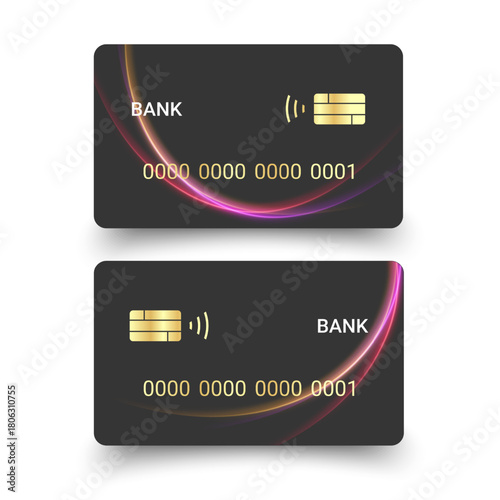 Set of credit cards isolated on white background Credit and debit card