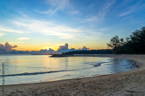 Naratouch beach at sunrise in Narathiwat province southern of Thailand.