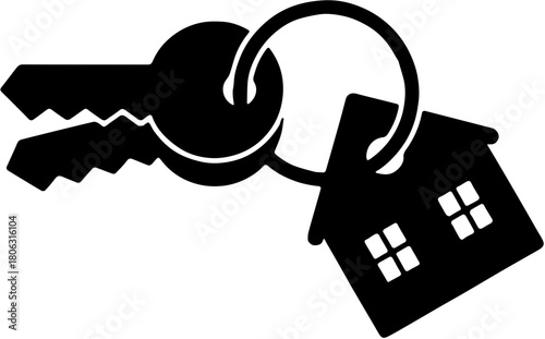 House Keychain Silhouette with Keys