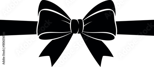Black gift bow and ribbon elegant decoration element vector