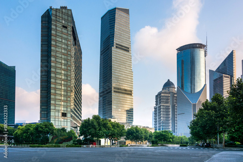 Modern Skyscrapers in Urban Financial District