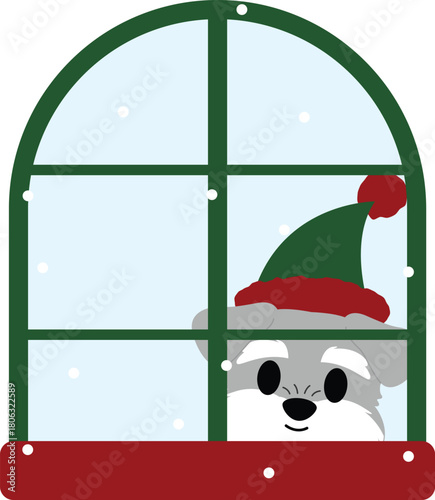 Cute Schnauzer Dog Christmas Elements