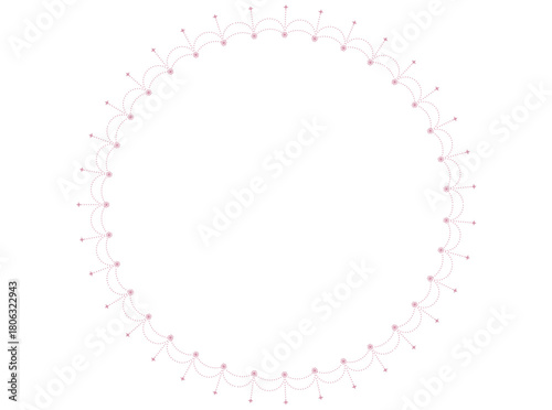 淡いピンクの小花とドットのガーリー円形フレーム1-Gentle pink floral and dot circle frame-