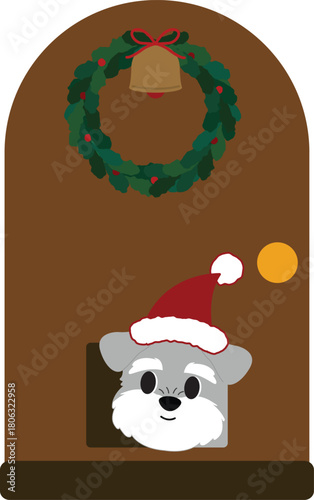 Cute Schnauzer Dog Christmas Elements