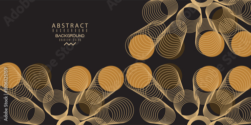 luxury premium black background with orange and gold lines. matt black background with some gold line mix with cream color abstract shapes design. orange abstract wave shape. simple design