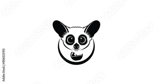 Bushbaby Galago With Boat Scene vector illustration