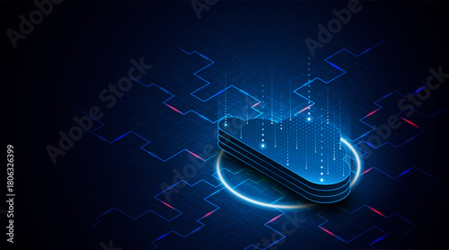 Abstract cloud technology circuit board. Large data center concept. modern cloud storage technology innovation concept background	