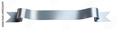 Shiny silver ribbon banner with elegant folds
