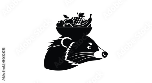 Badger Tasmanian Devil Balancing Fruit Bowl vector illustration