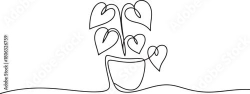 Dollar Tree Continuous Line Icon, Money plant in continuous line drawing. one line Icon drawing with white background