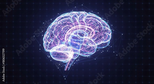 Glowing Brain Illustration - A Digital Representation of Human Cognition.