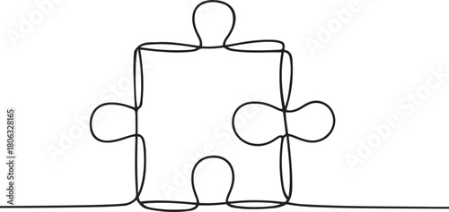 Puzzle icon line continuous drawing vector. One line Conundrum icon. one line Icon drawing with white background