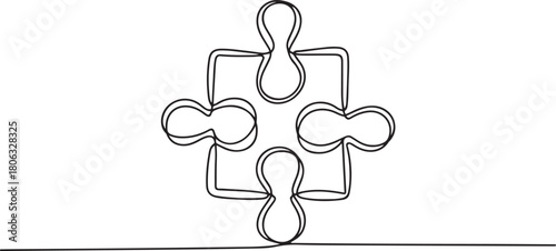 Puzzle icon line continuous drawing vector. One line Conundrum icon. one line Icon drawing with white background