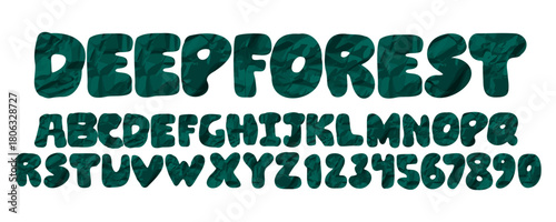 Vector alphabet font typography in bold, smooth type. Funky modern design with organic, ecological texture. Bubble letter set for kids abc. Eco style headline, t-shirt design. Fluid handwriting effect