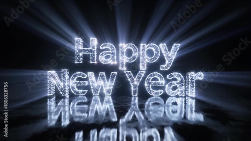 Happy New Year 2026, 2027 with glowing text. Typography and animation video.	
