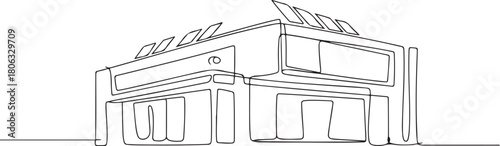 Single continuous line drawing Smart building architecture. Building architecture property isolated minimalism concept. one line Icon drawing with white background
