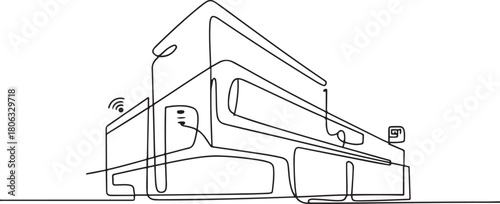 Single continuous line drawing Smart building architecture. Building architecture property isolated minimalism concept. one line Icon drawing with white background