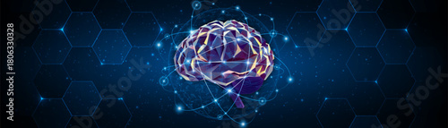 Artificial neural network or artificial intelligence brain. Digital brain science for future learning. modern technology innovation concept background	