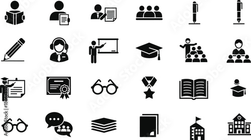 Illustration of education and learning icons for web and app design