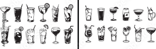 cocktail vector, drink illustration, alcoholic beverage, bar icons, glass design, party drinks, cocktail art, summer refreshment, mixology vector, beverage pattern