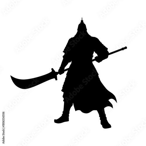 Chinese Warrior General Silhouette Icon Design