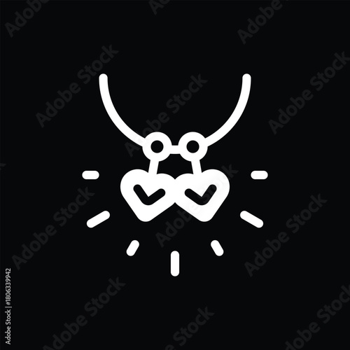 Valentine Heart Necklace Icon with Double Charms