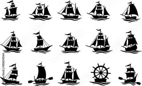 Nautical Ship Silhouette Collection