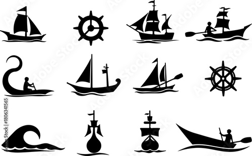 Nautical Ship Silhouette Collection