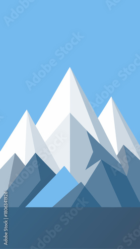 Illustration of mountain peaks against a blue sky