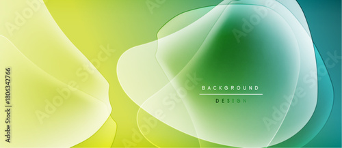 Abstract fluid shapes blend, creating vibrant gradient background. Soft colors evoke calm, modern aesthetic. Design features text elements.