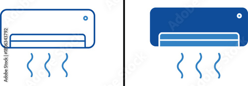 Air Conditioner Icon: A minimalist icon presents an air conditioner, ideal for conveying concepts related to climate control, cooling, and the comfort of indoor environments.