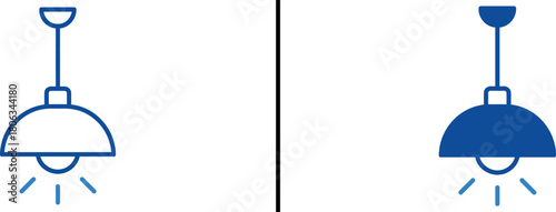 Illuminating Design: A minimalist representation of a pendant lamp in two distinct design, symbolizing creativity and the power of illumination. 