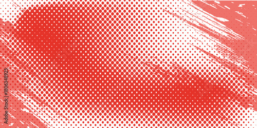 Red polka dots pattern. Dotted gradient halftone background. Red fading comic pop art overlay backdrop. Horizontal templates using halftone dots pattern. Halftone dots background. Vector illustration