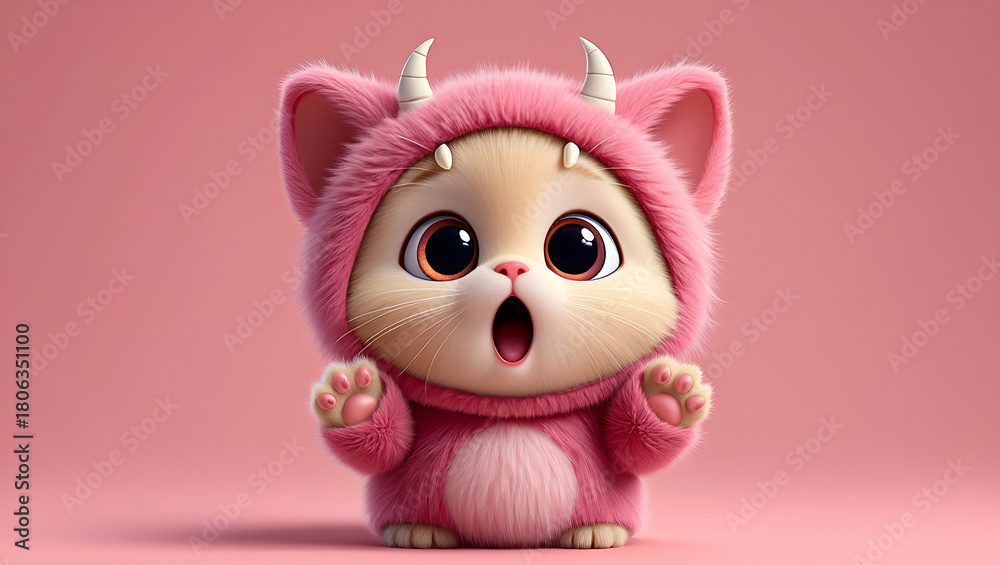Obraz premium cute little baby cat with cute expressions, Generative AI