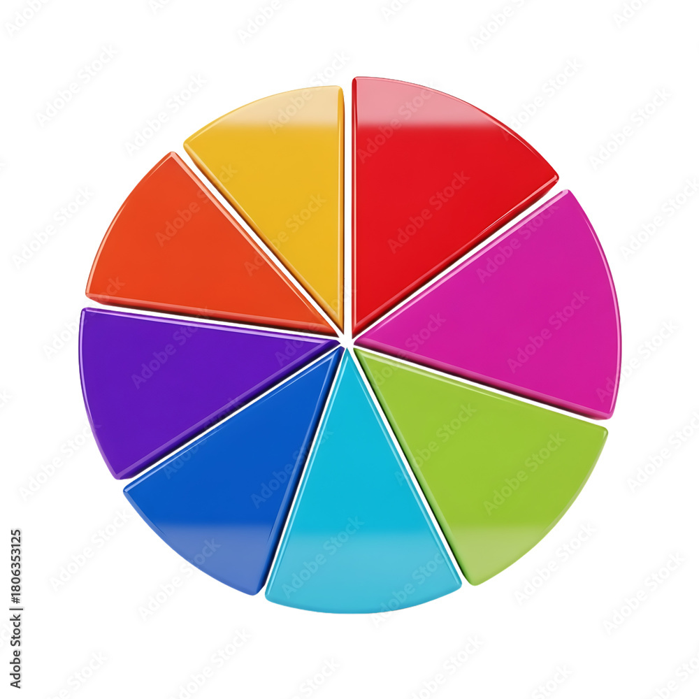 Obraz premium Colorful eightsection pie chart diagram on transparent background