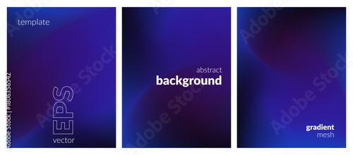 Abstract liquid background set. Gradient mesh. Effect dark color blend. Blurred fluid colorful mix. Modern design template for web covers, ad banners, posters, brochures, flyers. Vector image EPS