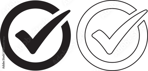 Two black and white checkmark icons, one solid and one outlined, appear transparent