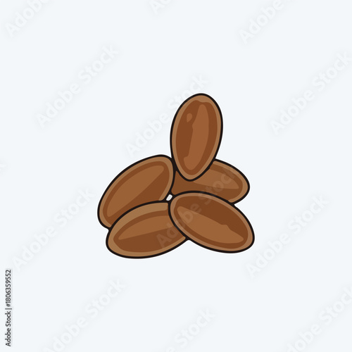 A simple illustration of a small pile of brown flax seeds against a plain white background.