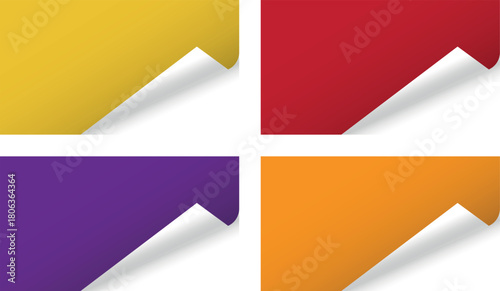 Folded Corner Labels  Colorful Page Peel Vector Collection