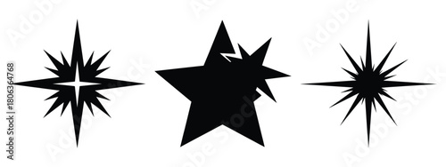 2026 flare star silhouette illustration, happy New Year 2026 vector icon set collection