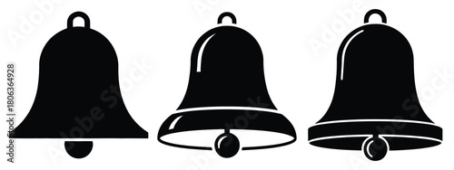 2026 holiday bell silhouette illustration, happy New Year 2026 vector icon set collection