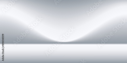 Fototapeta Naklejka Na Ścianę i Meble -  White grey studio room. Limbo light background. Abstract 3d gradient backdrop for product presentation. Minimal wall scene spotlight. Showcase, promotion display.