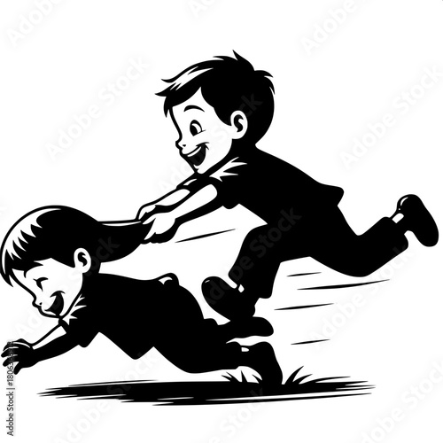 Boy Running Away with Friend’s Cap