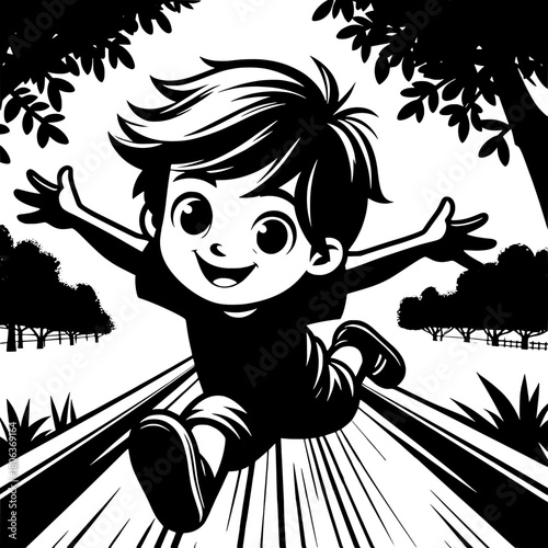 Boy Sliding Down Railing