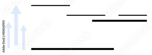 Blue upward arrows paired with black horizontal lines symbolize growth, progress, comparison, and advancing ideas. Ideal for business, analysis, teamwork, performance, strategy data evaluation