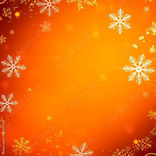 Festive orange christmas background with sparkling gold sequins and snowflakes warm and joyful design christmas background holiday background winter christmas design decoration merry celebration