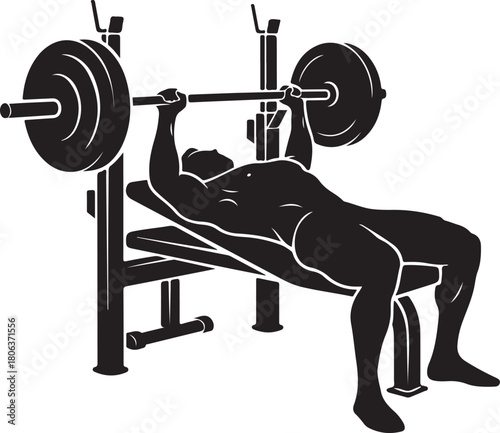 Dynamic weightlifting workout silhouettes for fitness training and strength building, Silhouettes of men performing gym exercises,