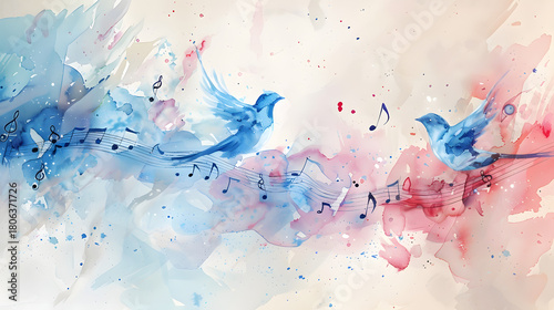 watercolor music notes turning into birds dream